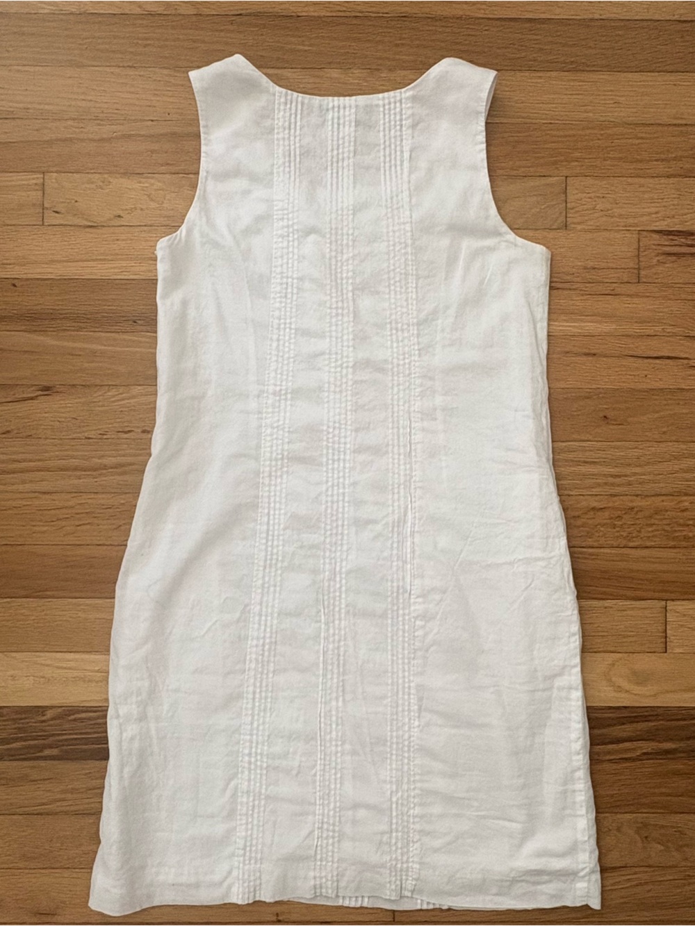 Lands' End White Pintuck Dress 100% Cotton Size 8 Pockets - Picture 7 of 8